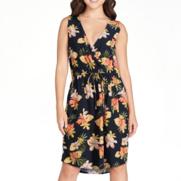 NWT Time and Tru Women's Sleeveless Summer V-neck Floral Print Dress, size L - Picture 1 of 9
